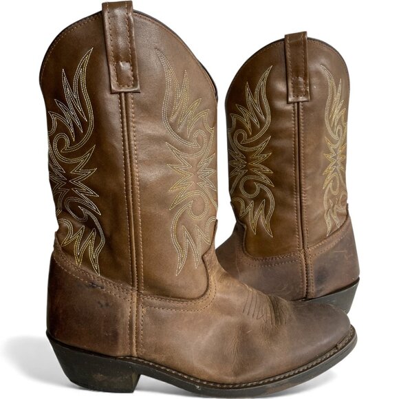 Laredo Leather Embroidered Boots Western Cowboy Biker Work Men's 10.5 - Picture 1 of 14